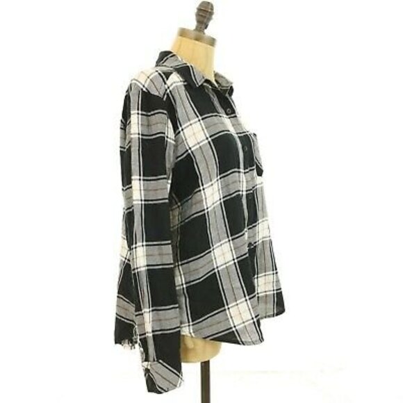 BP Nordstrom Juniors Cmile Plaid Top Size S Button Down Black Multi NWT B97 - Picture 3 of 6